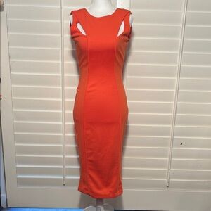 Kardashian Kollection Bright Orange Midi Bodycon Dress New With tags Size XS